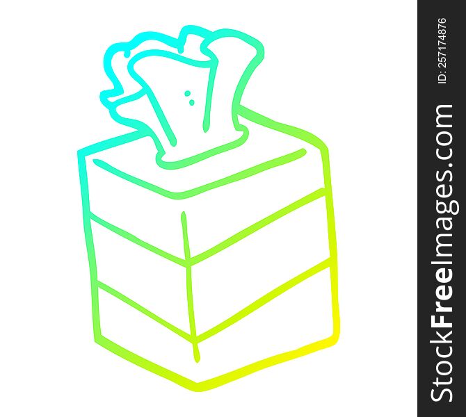 cold gradient line drawing of a cartoon tissue box