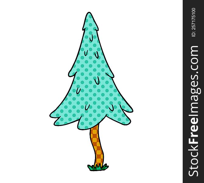 cartoon doodle of woodland pine trees