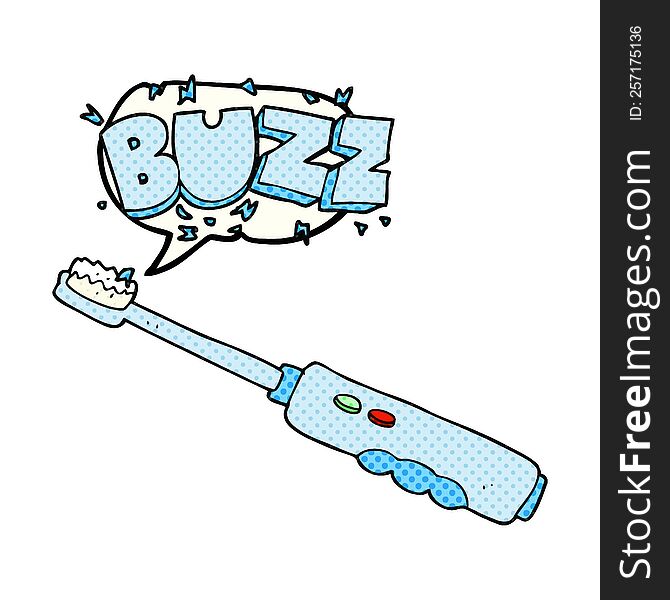 freehand drawn comic book speech bubble cartoon buzzing electric toothbrush