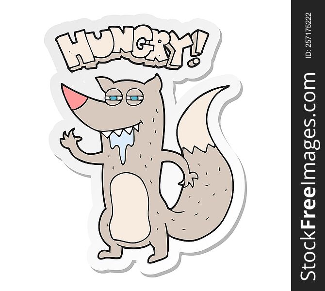 Sticker Of A Cartoon Hungry Wolf