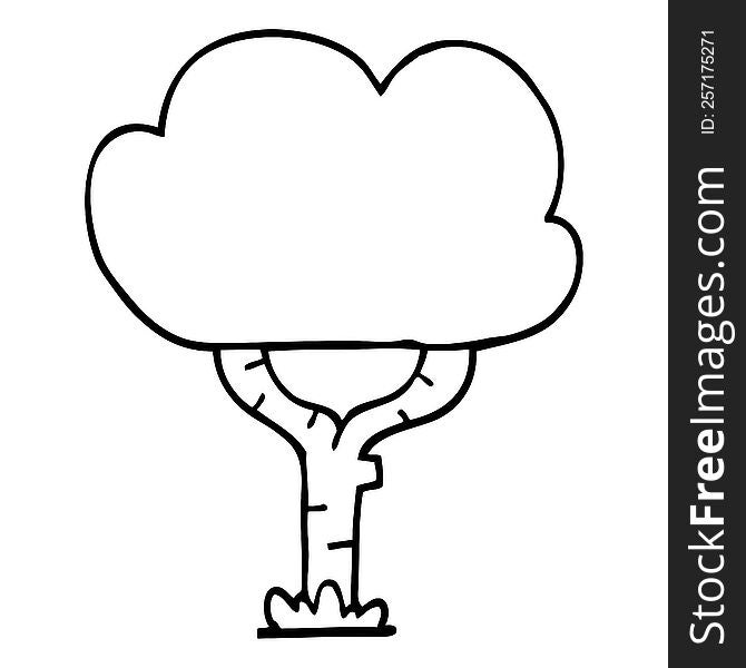 line drawing cartoon tree