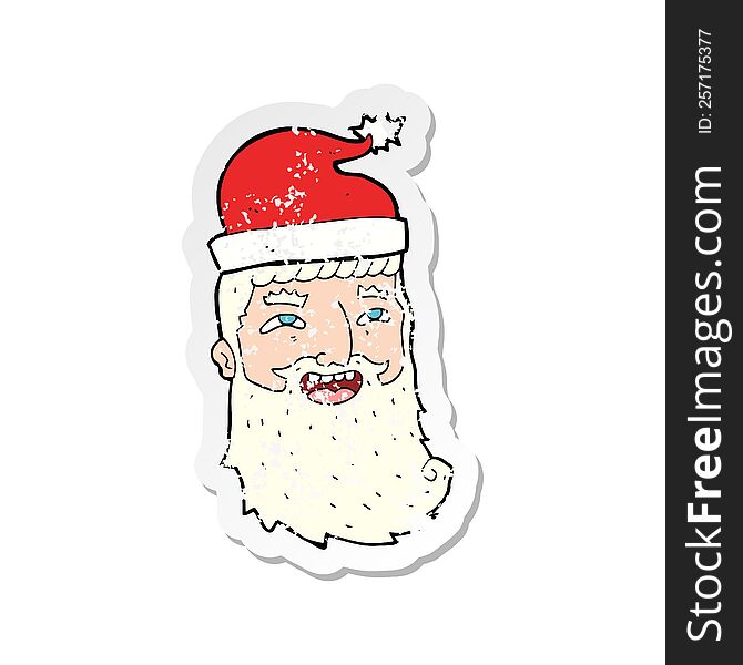 Retro Distressed Sticker Of A Cartoon Laughing Santa