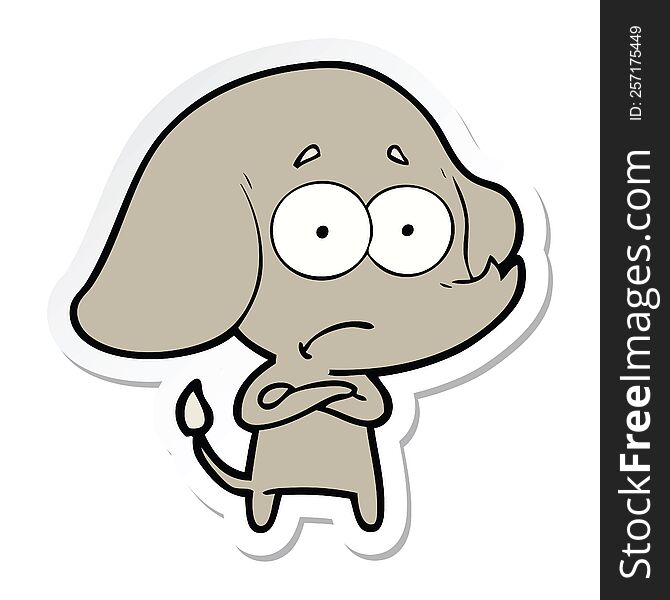 sticker of a cartoon unsure elephant