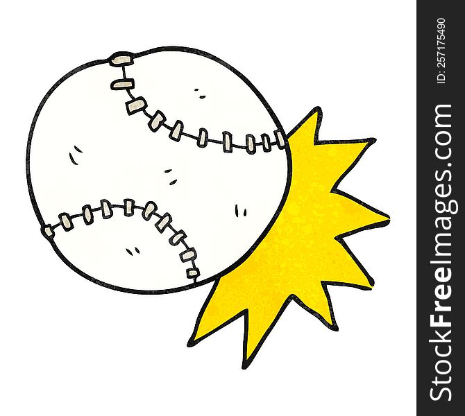 freehand textured cartoon baseball ball