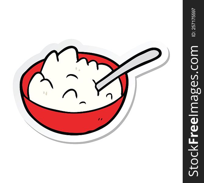 sticker of a cartoon bowl of porridge