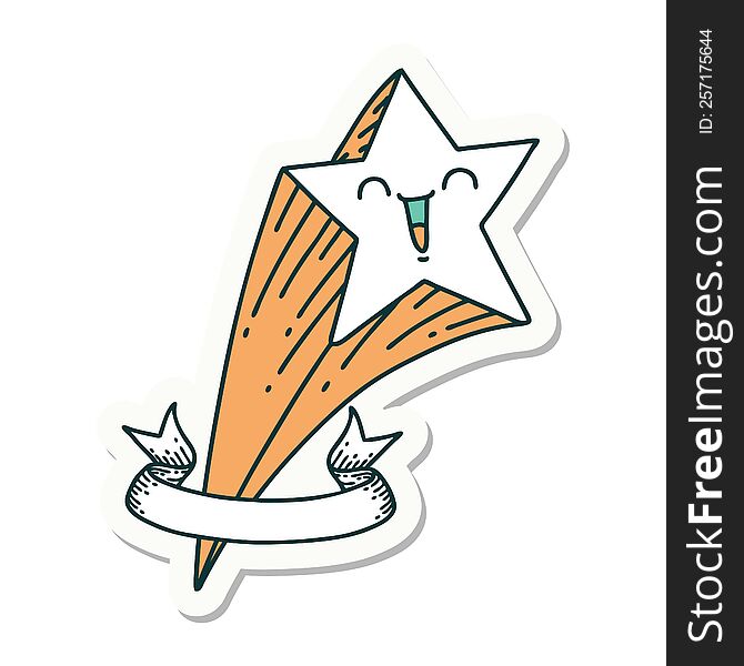 Sticker Of Tattoo Style Shooting Star