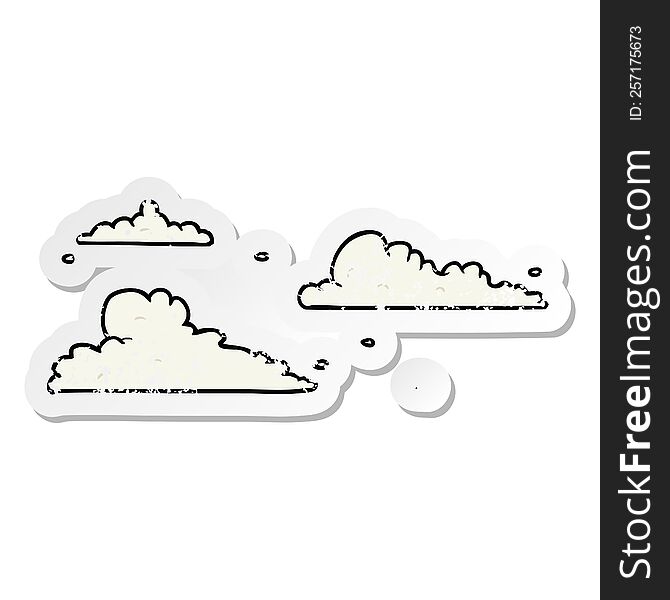 distressed sticker of a cartoon clouds