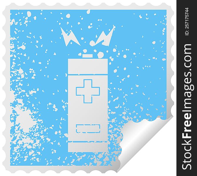 Distressed Square Peeling Sticker Symbol Battery