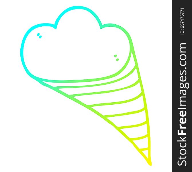 cold gradient line drawing of a cartoon decorative cloud element