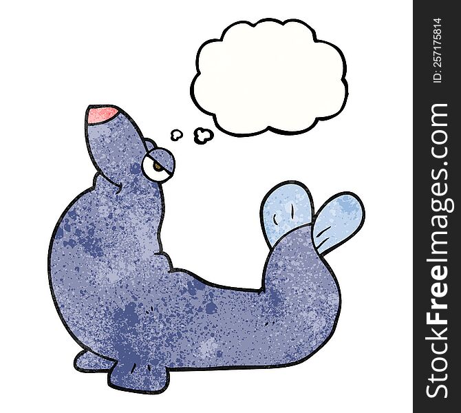 freehand drawn thought bubble textured cartoon proud seal
