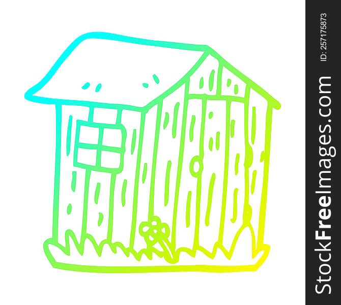 Cold Gradient Line Drawing Cartoon Wood Shed