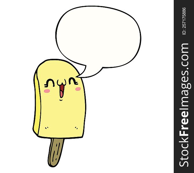 Cartoon Frozen Ice Lolly And Speech Bubble