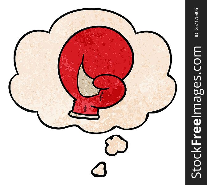 boxing glove cartoon  with thought bubble in grunge texture style. boxing glove cartoon  with thought bubble in grunge texture style
