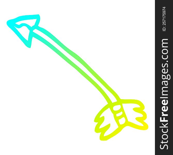 cold gradient line drawing of a cartoon primitive arrow