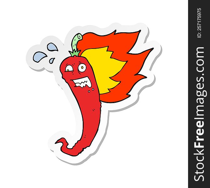 sticker of a hot chilli pepper cartoon