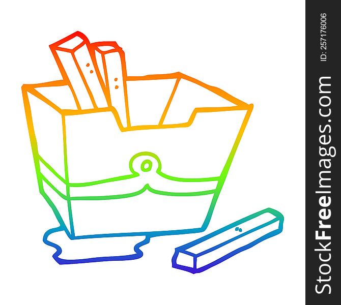 Rainbow Gradient Line Drawing Cartoon Box Of Fries