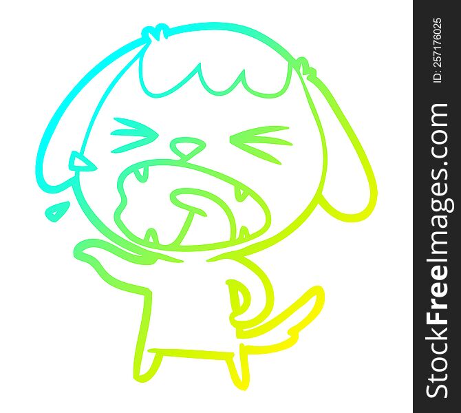 cold gradient line drawing of a cute cartoon dog barking
