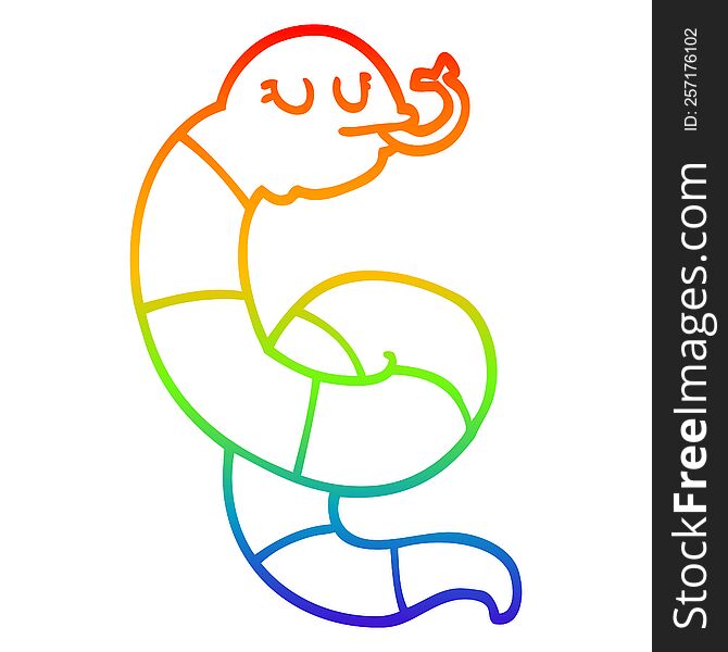 rainbow gradient line drawing of a cartoon poisonous snake