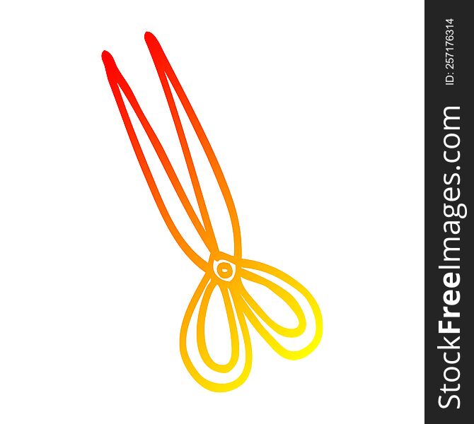 warm gradient line drawing of a cartoon scissors
