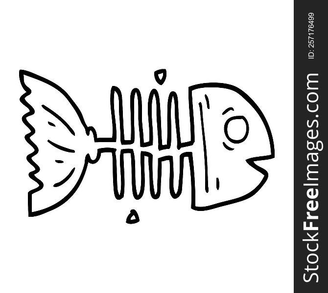 line drawing cartoon fish bones