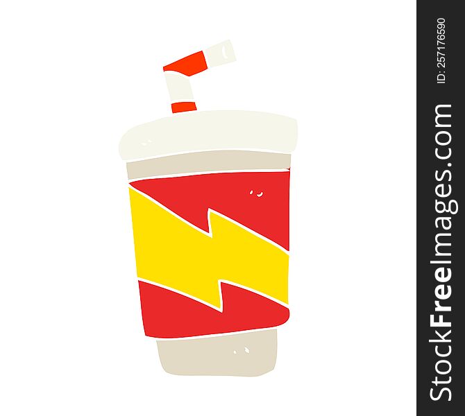 Flat Color Illustration Of A Cartoon Soda Drink