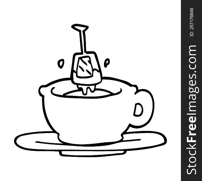 Line Drawing Cartoon Cup Of Tea