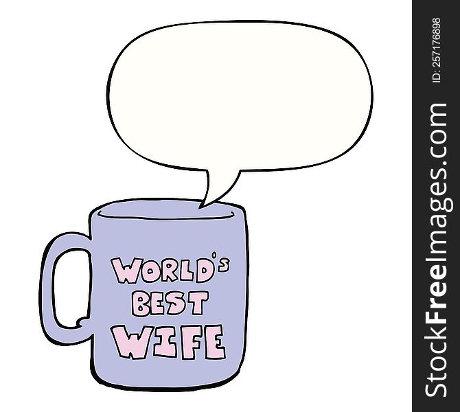 Worlds Best Wife Mug And Speech Bubble