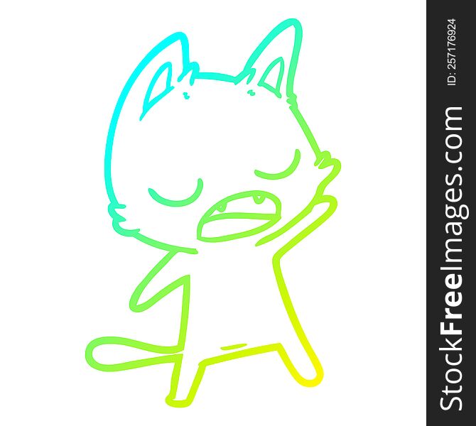 Cold Gradient Line Drawing Talking Cat Cartoon