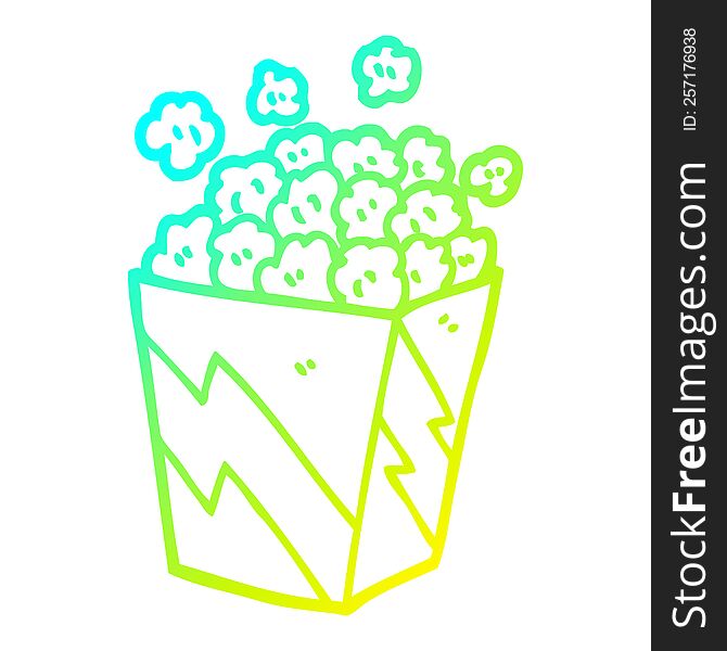 cold gradient line drawing of a cartoon cinema popcorn