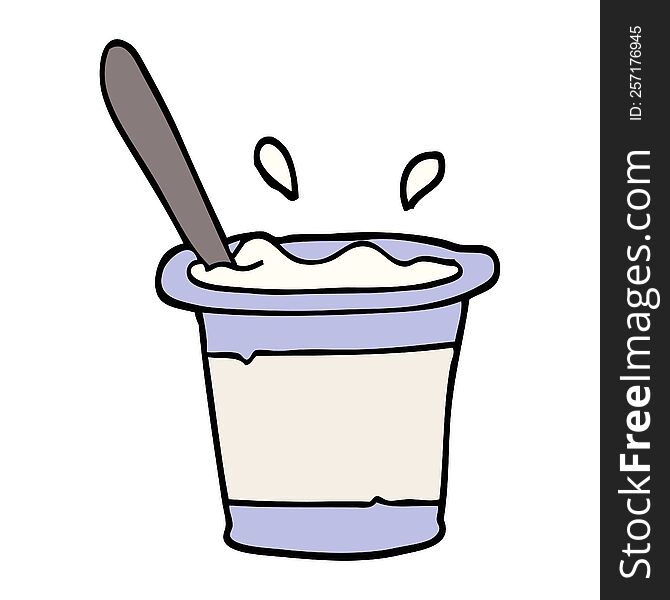 hand drawn doodle style cartoon yogurt