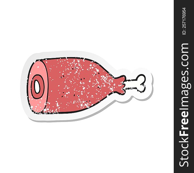 Retro Distressed Sticker Of A Cartoon Meat
