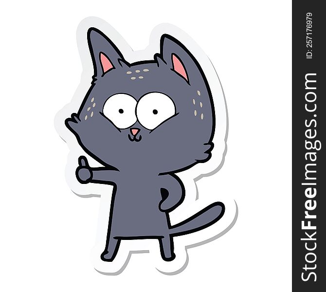Sticker Of A Cartoon Cat Giving Thumbs Up