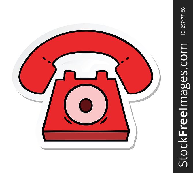 sticker of a cute cartoon red telephone