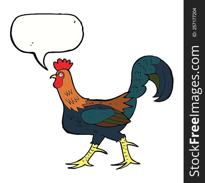 cartoon cockerel with speech bubble