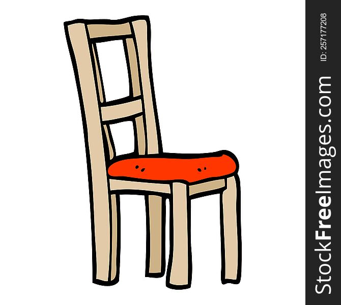 hand drawn doodle style cartoon wooden chair