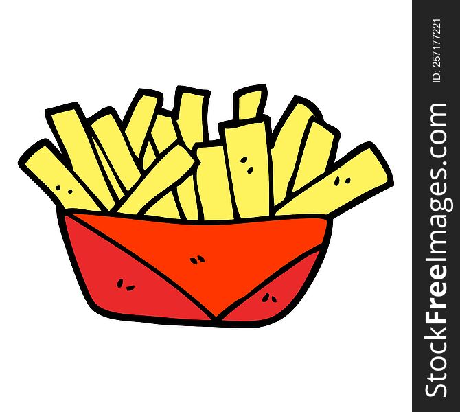 hand drawn doodle style cartoon french fries