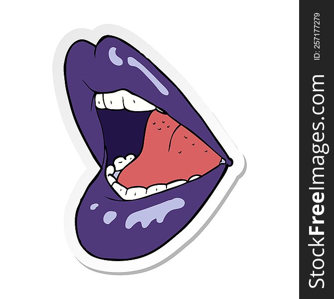 sticker of a cartoon open mouth