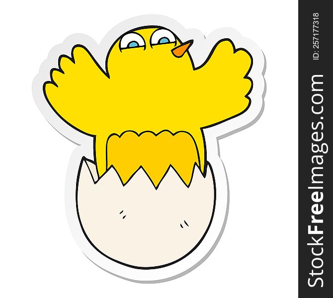 sticker of a cartoon hatching egg