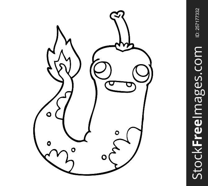 Line Drawing Cartoon Hot Chilly