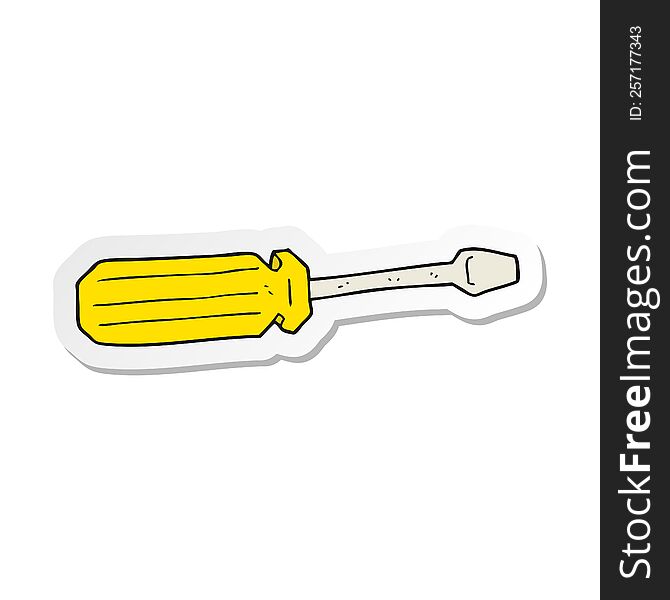 Sticker Of A Cartoon Screwdriver