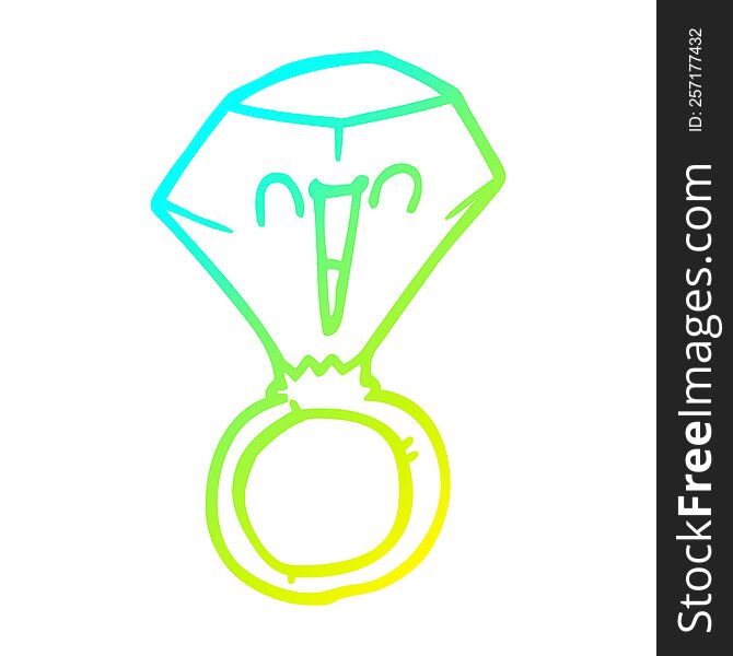 cold gradient line drawing of a cartoon red ruby ring