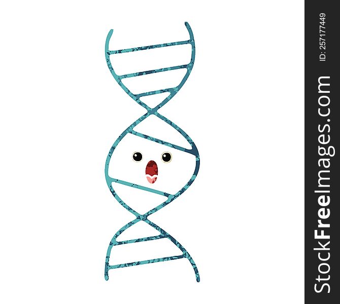 retro illustration style cartoon of a DNA strand