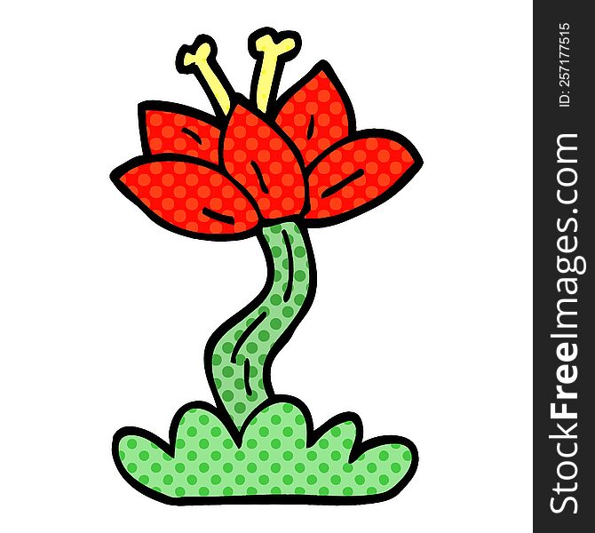 cartoon doodle red lilly