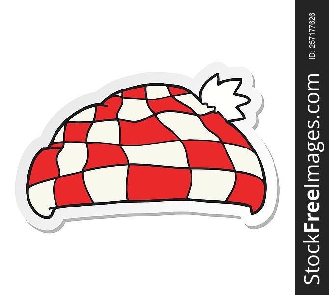 Sticker Of A Cartoon Checked Hat