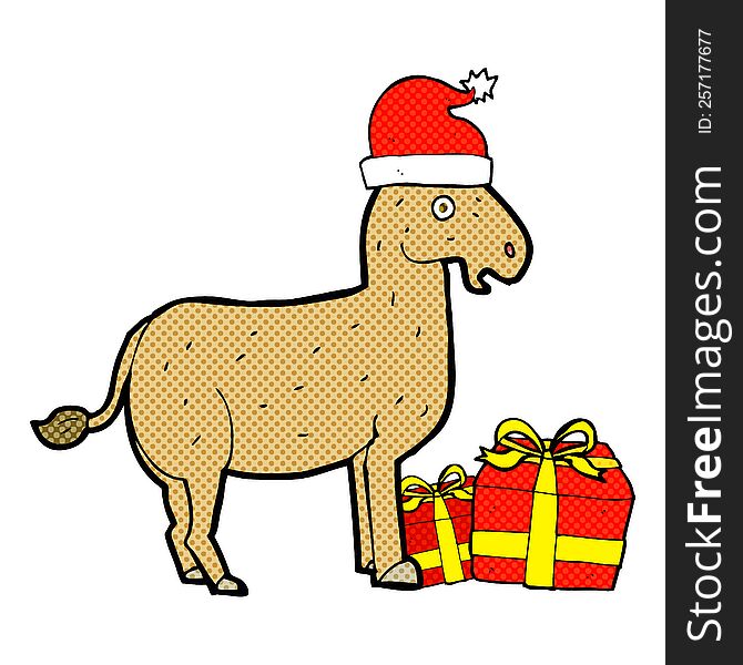 Cartoon Christmas Donkey