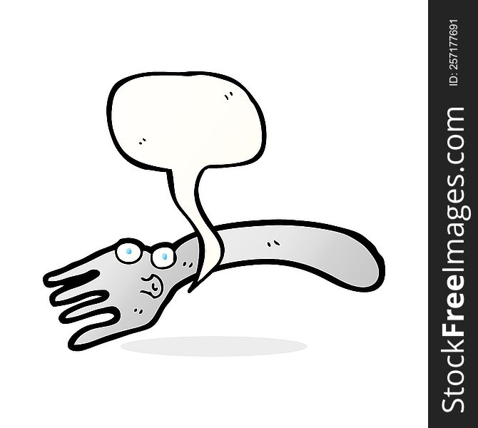cartoon fork with speech bubble