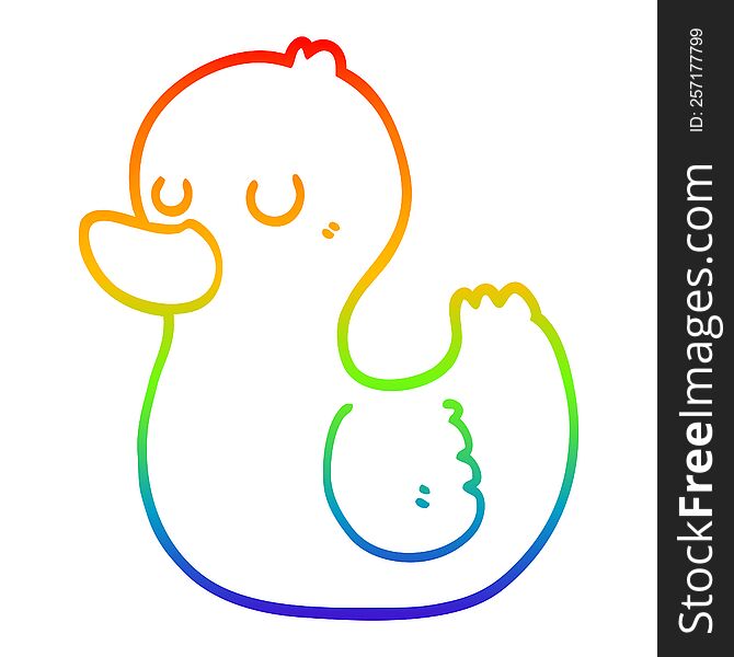 rainbow gradient line drawing of a cartoon duck