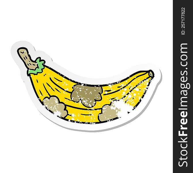 Distressed Sticker Of A Cartoon Old Banana
