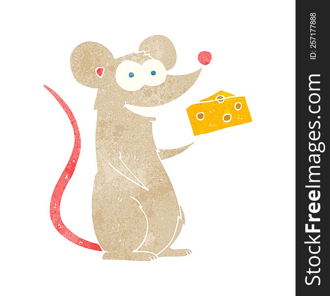 Retro Cartoon Mouse With Cheese
