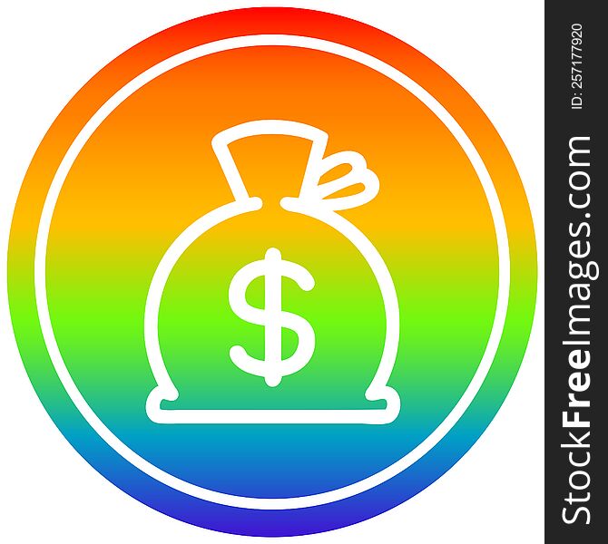 Sack Of Money Circular In Rainbow Spectrum